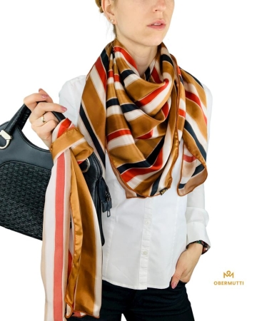 Schal mit Halsschleife aus Seide im Streifenprint